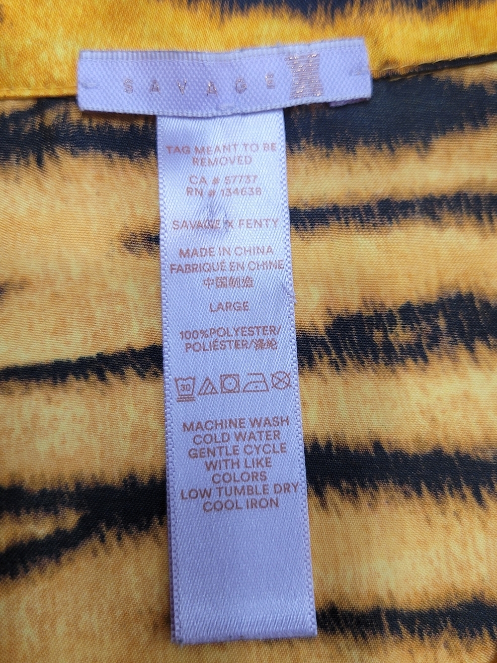 Savage X Fenty Yellow and Black Tiger-Print Sleep Top Size L - Picture 10 of 11